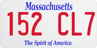 MA license plate 152CL7