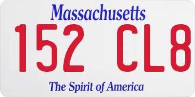 MA license plate 152CL8