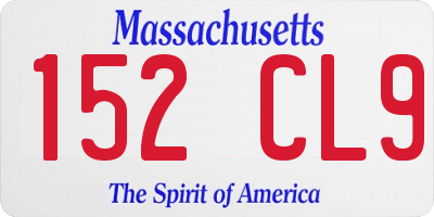 MA license plate 152CL9