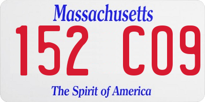 MA license plate 152CO9
