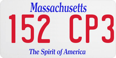 MA license plate 152CP3