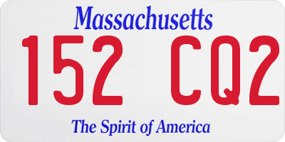 MA license plate 152CQ2