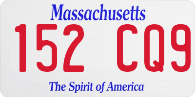 MA license plate 152CQ9
