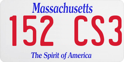 MA license plate 152CS3