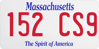 MA license plate 152CS9