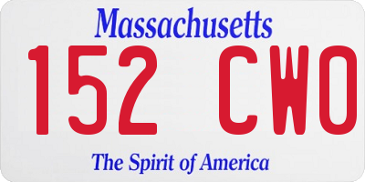 MA license plate 152CW0