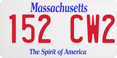 MA license plate 152CW2