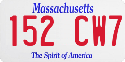 MA license plate 152CW7