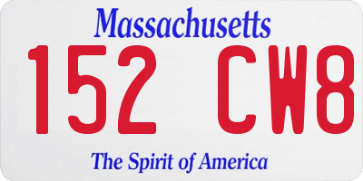 MA license plate 152CW8