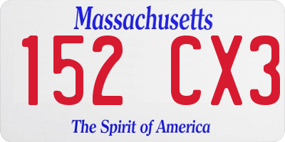 MA license plate 152CX3