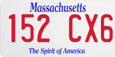 MA license plate 152CX6