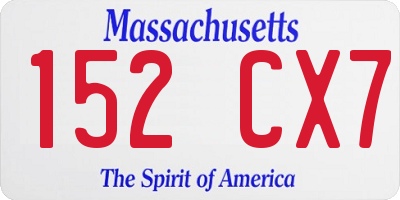 MA license plate 152CX7
