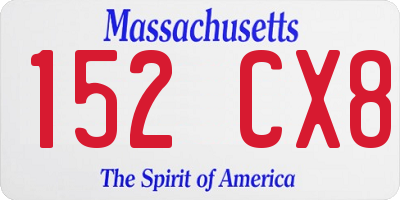 MA license plate 152CX8
