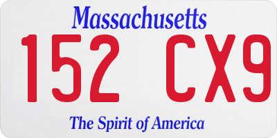 MA license plate 152CX9