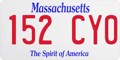 MA license plate 152CY0