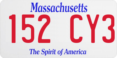 MA license plate 152CY3