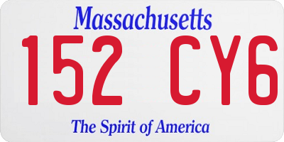 MA license plate 152CY6
