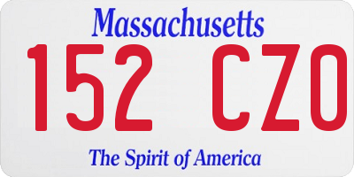 MA license plate 152CZ0