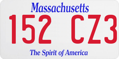 MA license plate 152CZ3