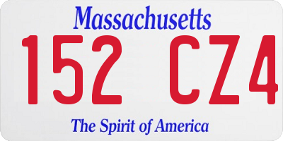 MA license plate 152CZ4
