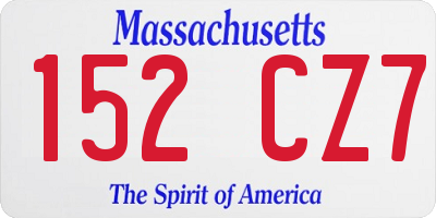 MA license plate 152CZ7