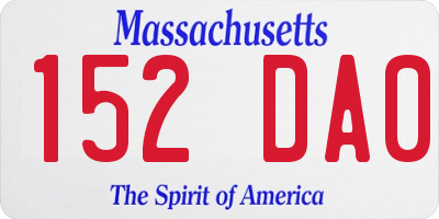 MA license plate 152DA0