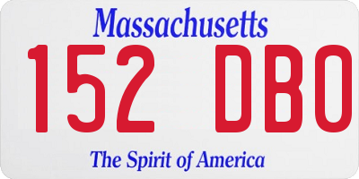 MA license plate 152DB0