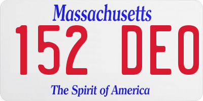 MA license plate 152DE0