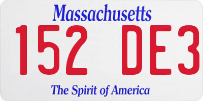 MA license plate 152DE3
