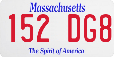 MA license plate 152DG8