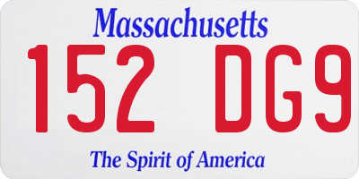 MA license plate 152DG9