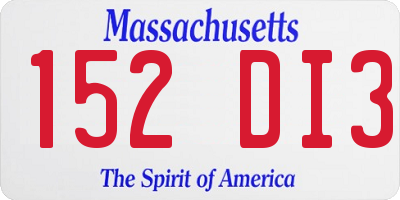 MA license plate 152DI3