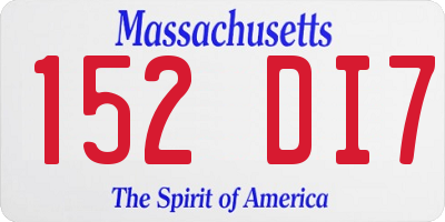 MA license plate 152DI7