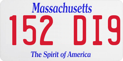 MA license plate 152DI9