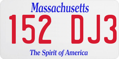 MA license plate 152DJ3