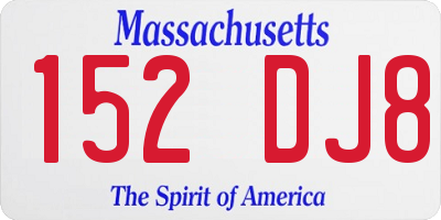 MA license plate 152DJ8