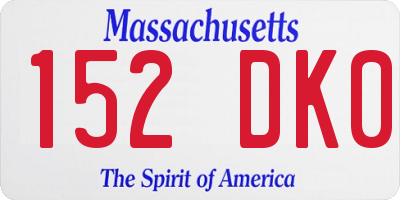 MA license plate 152DK0