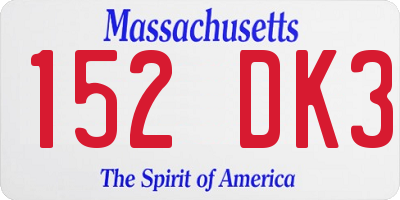 MA license plate 152DK3