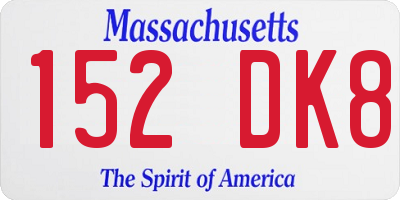MA license plate 152DK8
