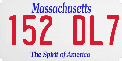 MA license plate 152DL7