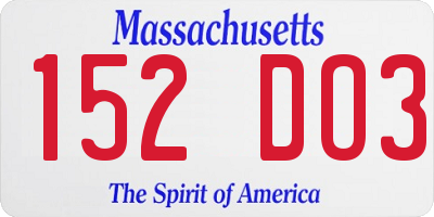 MA license plate 152DO3
