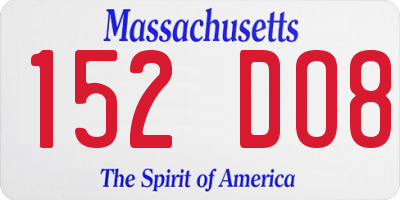 MA license plate 152DO8