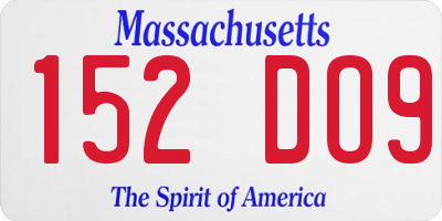 MA license plate 152DO9
