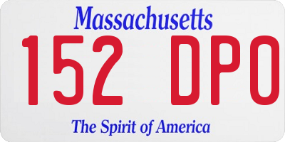 MA license plate 152DP0