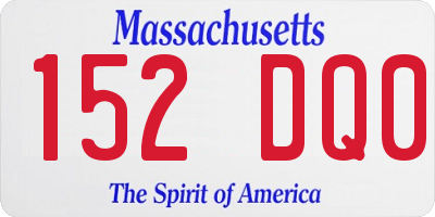 MA license plate 152DQ0