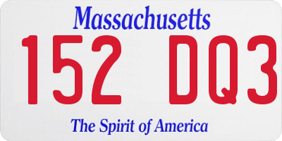 MA license plate 152DQ3