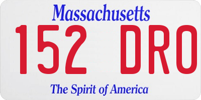 MA license plate 152DR0