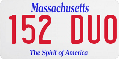 MA license plate 152DU0