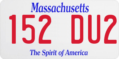 MA license plate 152DU2