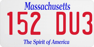 MA license plate 152DU3